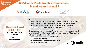 Illustration article Petit déjeuner "CIR, CII, JEI - Financez votre innovation" le 4 avril à Limoges